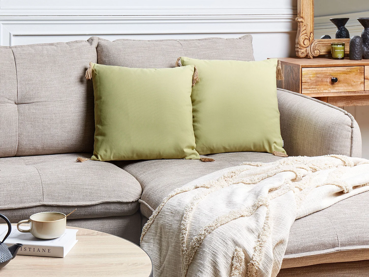 Conjunto de 2 almofadas decorativas CHMISTAR 45 x 45 cm Verde Sólido