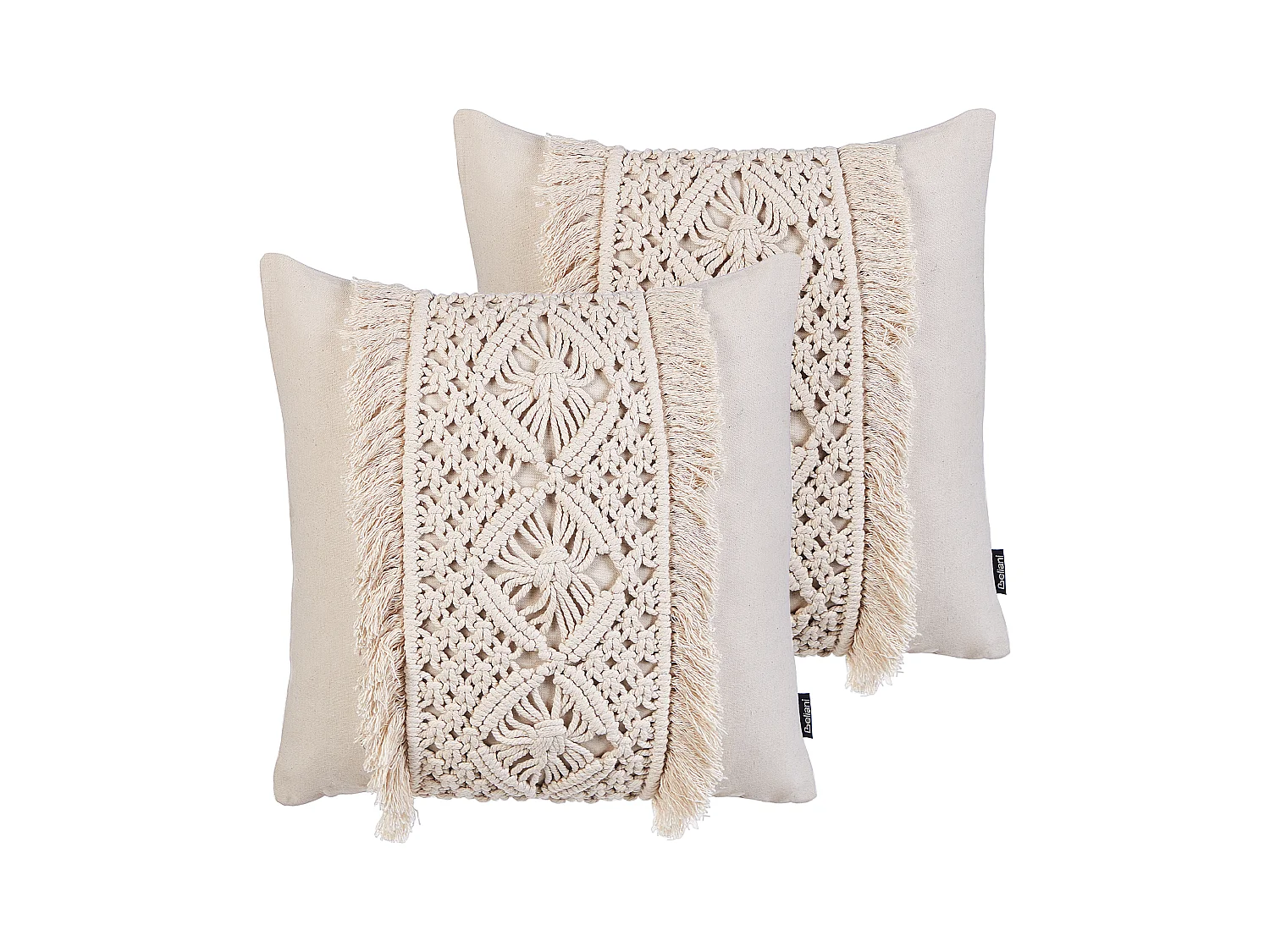 Lot de 2 coussins décoratifs KALAM Coton 45 x 45 cm Beige clair Motif géométrique
