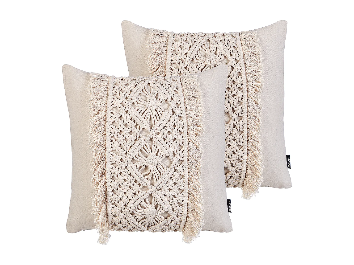 Set van 2 decoratieve kussens KALAM Katoen 45 x 45 cm Lichtbeige Geometrisch patroon