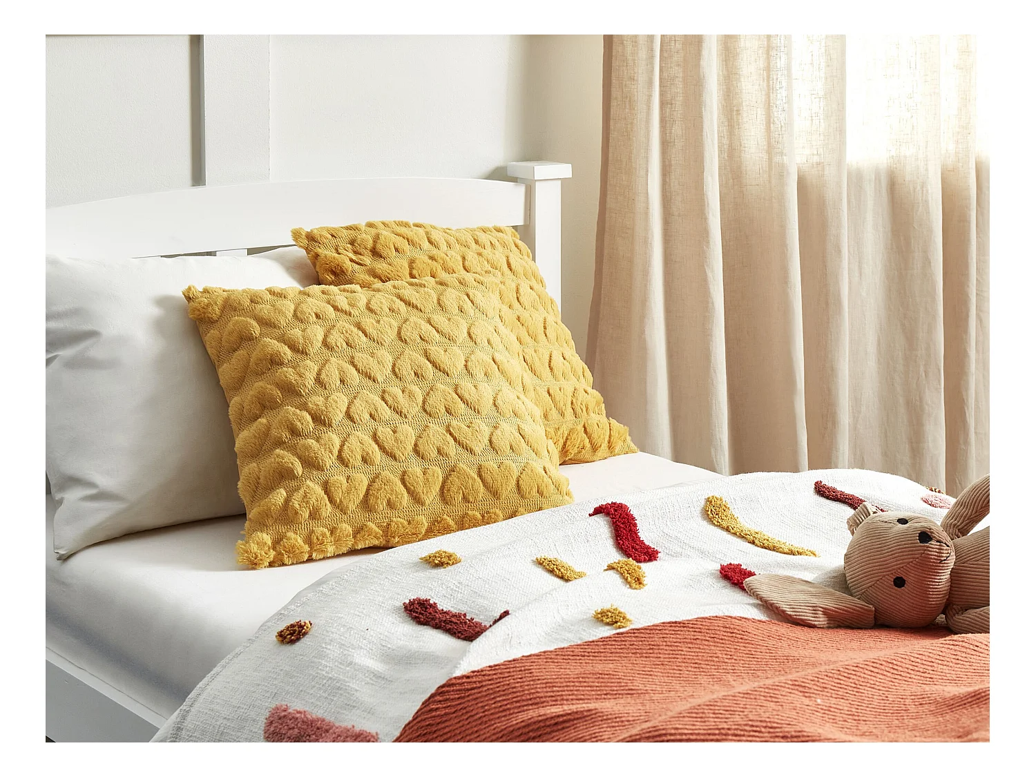 Dekokissen Herzmotiv gelb getuftet 45 x 45 cm 2er Set ASTRANTIA