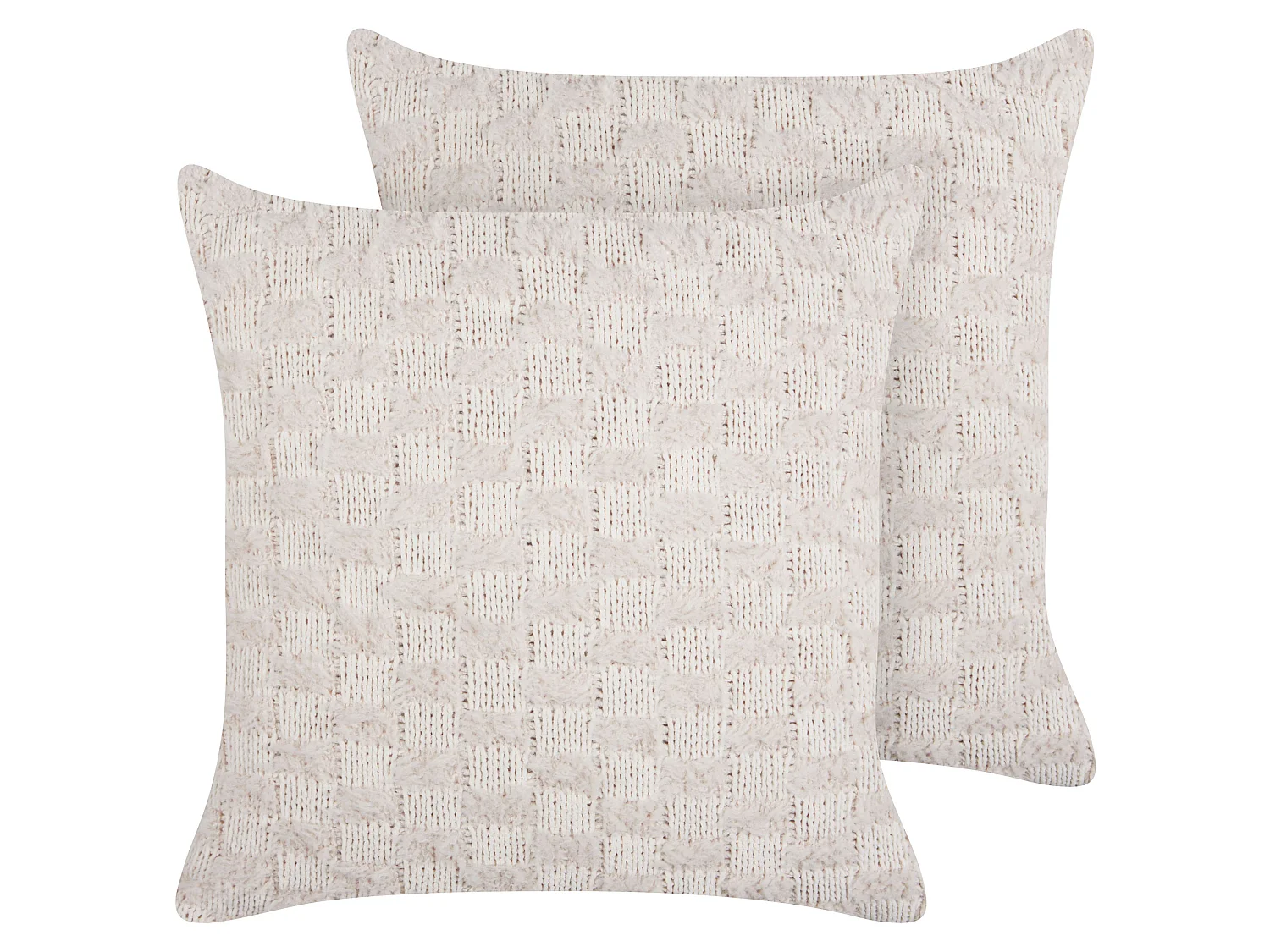 Set of 2 Decorative Cushions BASALIM 45 x 45 cm Beige Solid