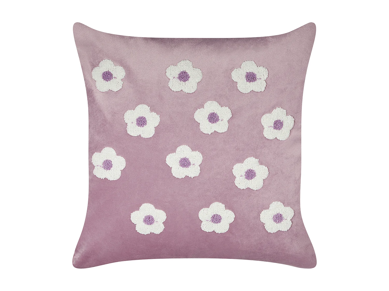 Dekokissen 2er Set Samt violett 45 x 45 cm mit Blumen bestickt modern Echinacea