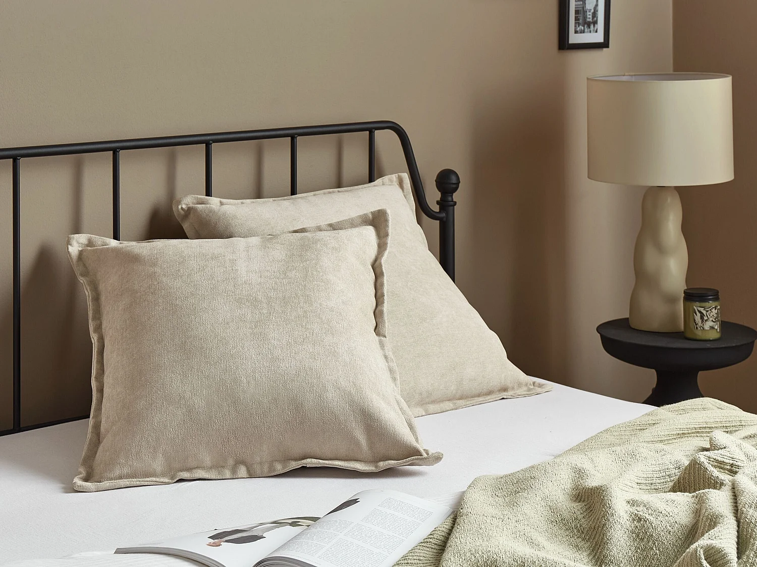 Set van 2 decoratieve kussens LAPSANA 60 x 60 cm Beige Effen