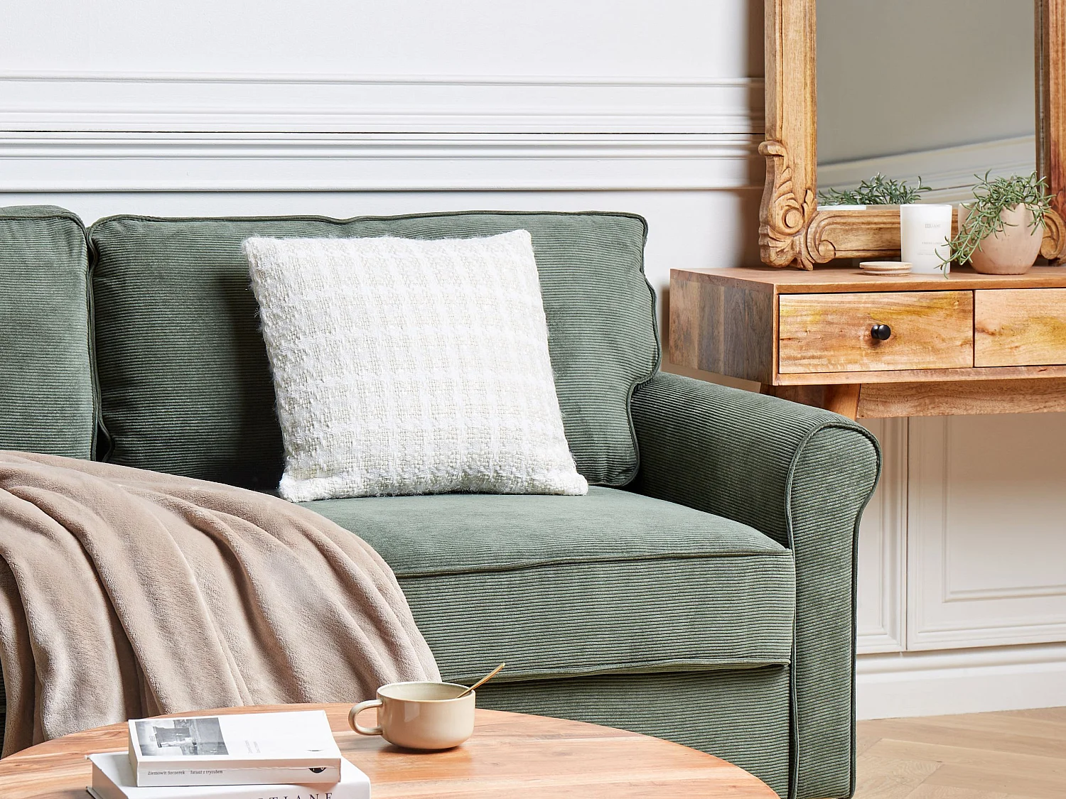 Coussin DOURIS 45 x 45 cm Beige clair À carreaux