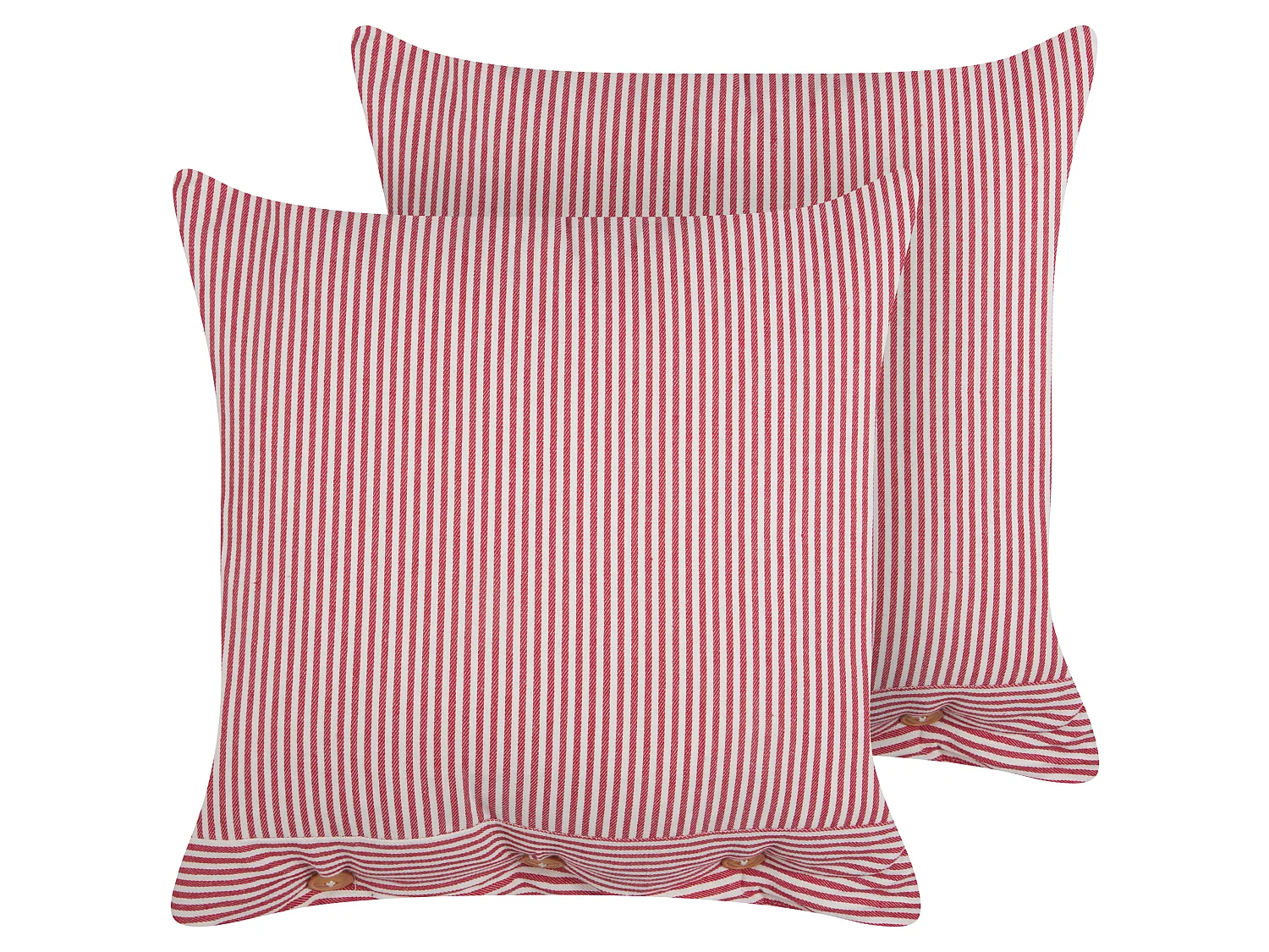 Lot de 2 coussins décoratifs AALITA Coton 45 x 45 cm Rouge À rayure