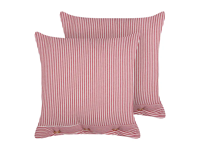 Conjunto de 2 almofadas decorativas AALITA Algodão 45 x 45 cm Vermelho Às riscas
