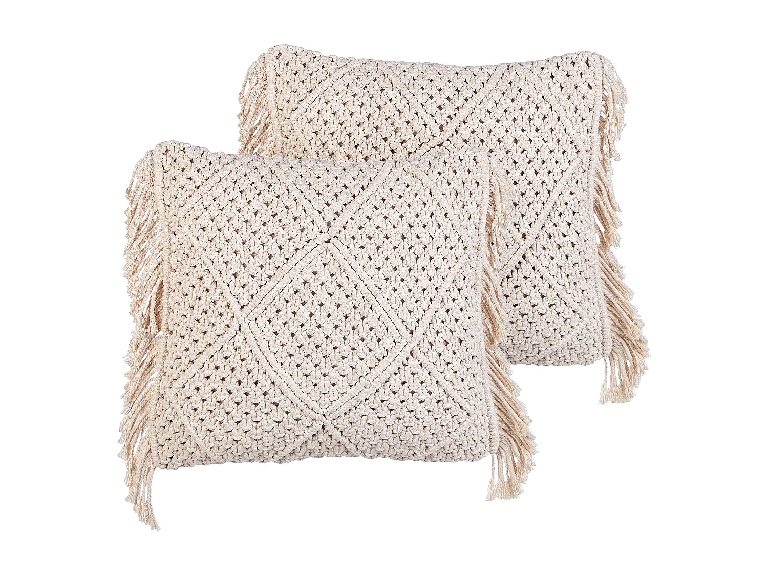 Set van 2 decoratieve kussens BESHAM Katoen 45 x 45 cm Lichtbeige Geometrisch patroon