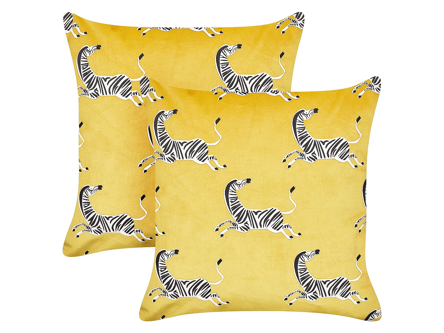 Lot de 2 coussins décoratifs ACONITUM Velours 45 x 45 cm Jaune Motif animal