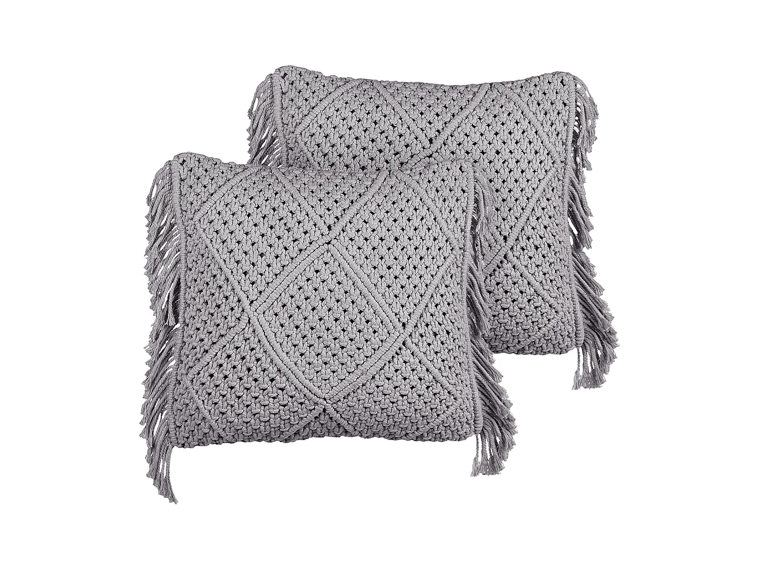 Lot de 2 coussins décoratifs BESHAM Coton 45 x 45 cm Gris Motif géométrique