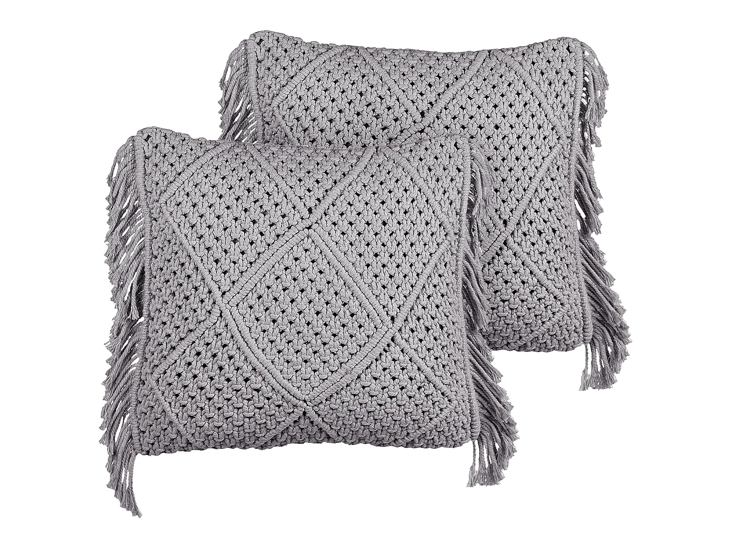Lot de 2 coussins décoratifs BESHAM Coton 45 x 45 cm Gris Motif géométrique