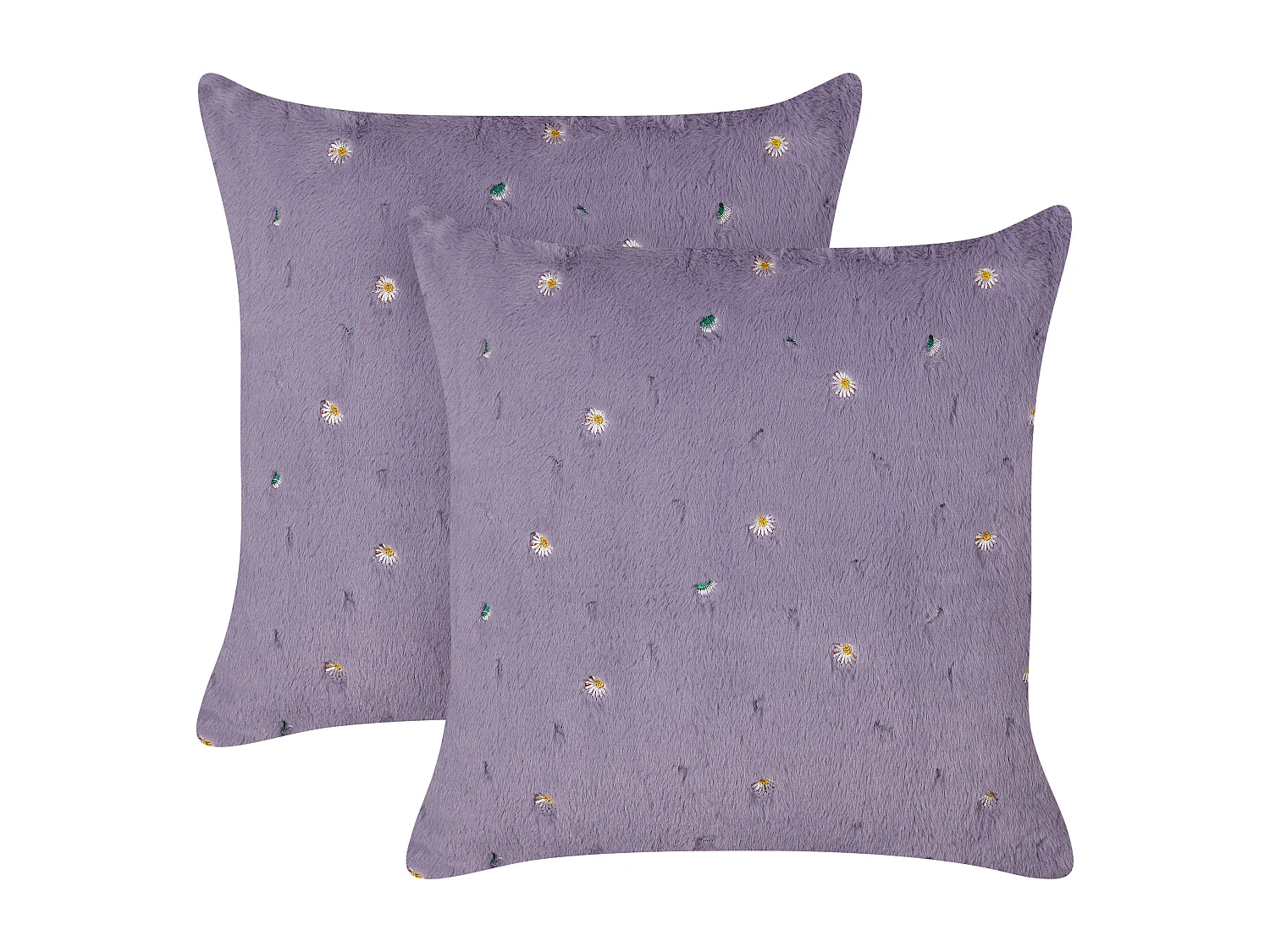 Lot de 2 coussins décoratifs LAVATERA 45 x 45 cm Violet Motif floral