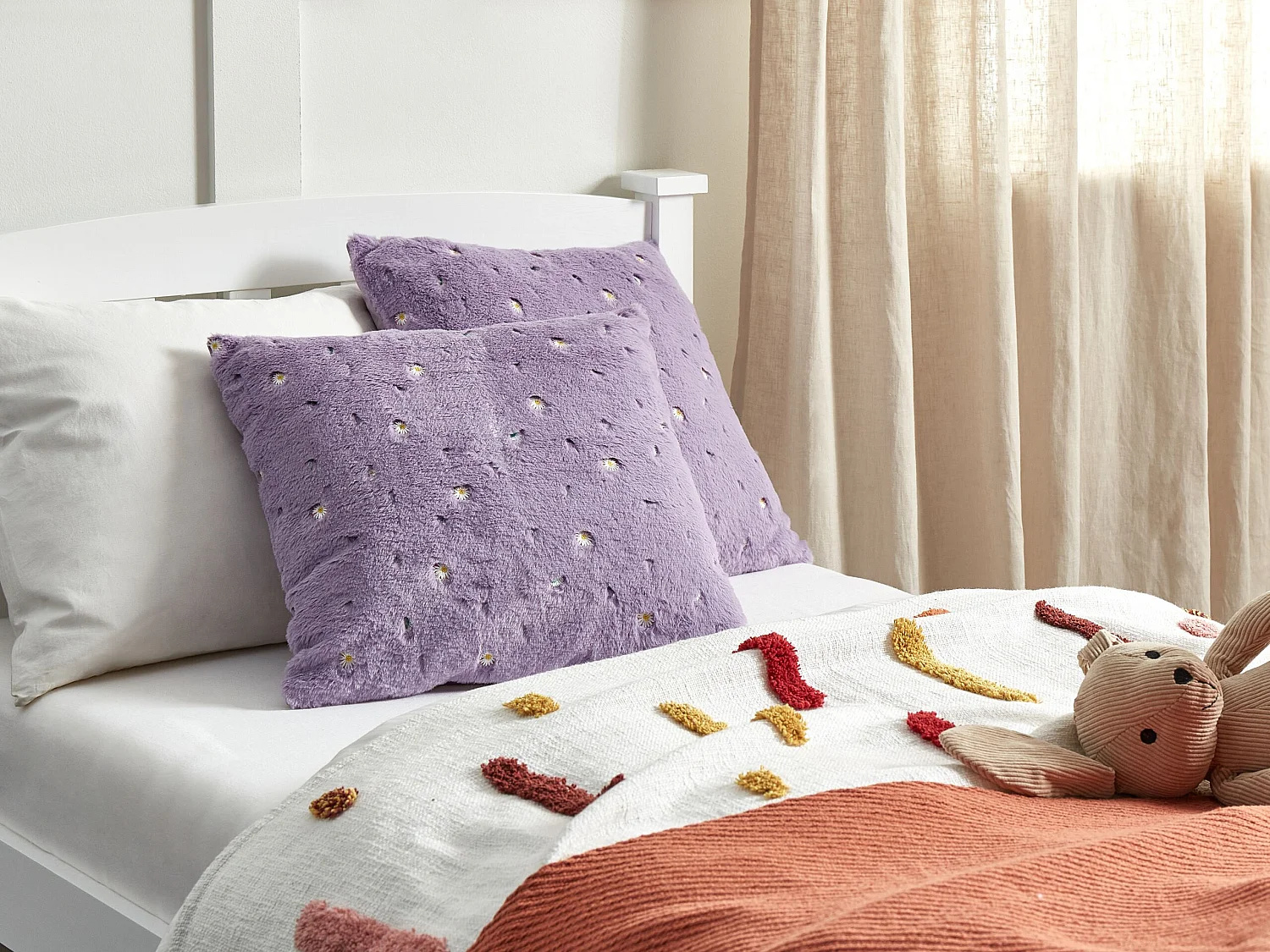 Lot de 2 coussins décoratifs LAVATERA 45 x 45 cm Violet Motif floral