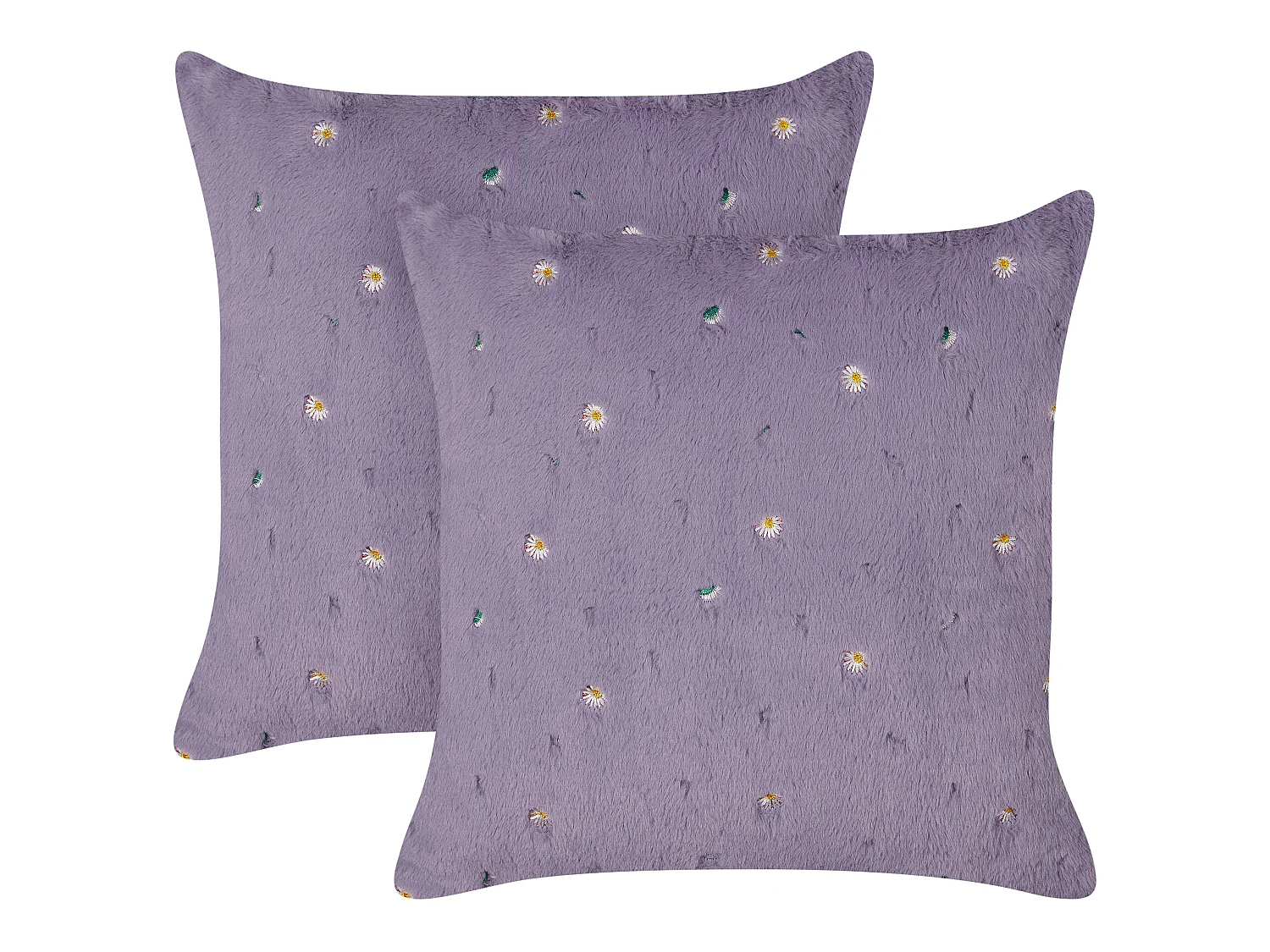 Lot de 2 coussins décoratifs LAVATERA 45 x 45 cm Violet Motif floral