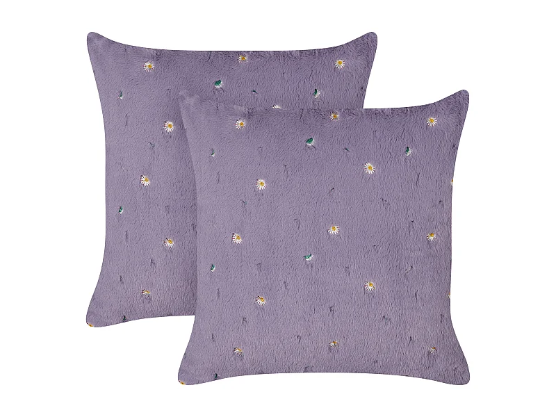 Set van 2 decoratieve kussens LAVATERA 45 x 45 cm Paars Bloempatroon