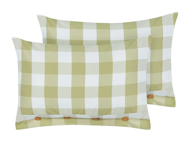 Set van 2 decoratieve kussens TAMNINE 40 x 60 cm Lichtgroen Geblokt patroon