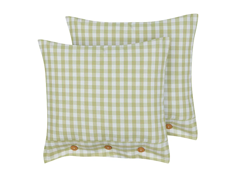 Set di 2 cuscini TALYA 45 x 45 cm Verde oliva Trama a scacchi