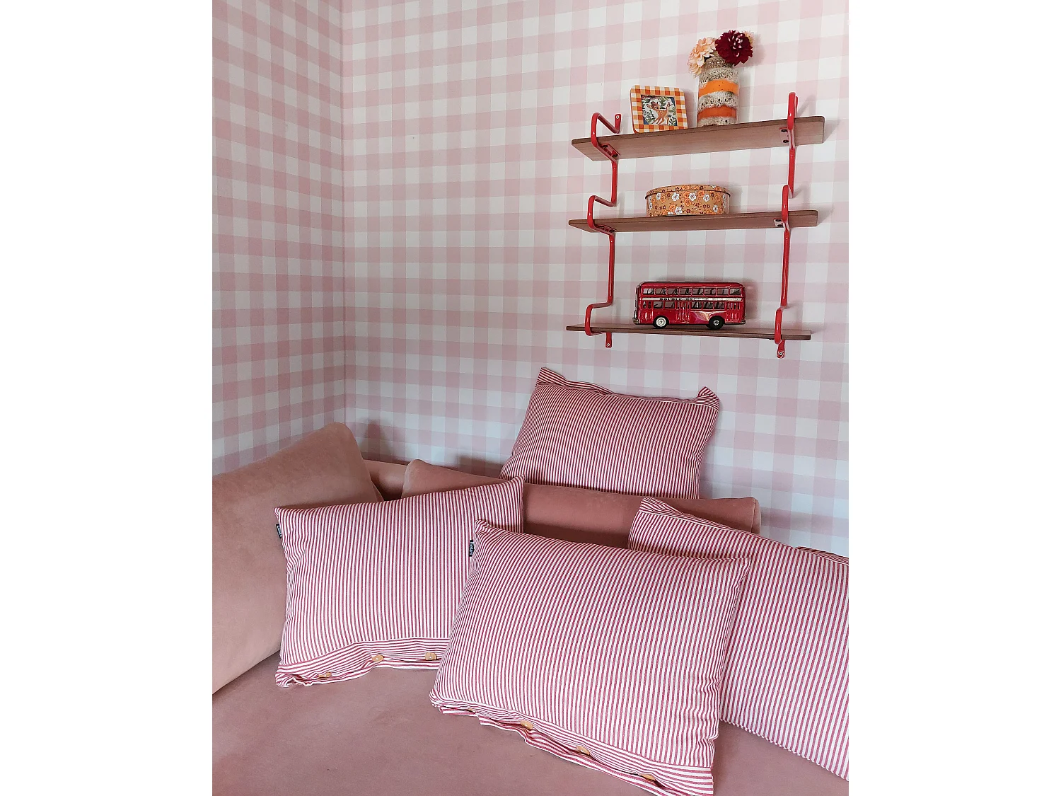 Lot de 2 coussins décoratifs AALITA Coton 40 x 60 cm Rouge À rayure