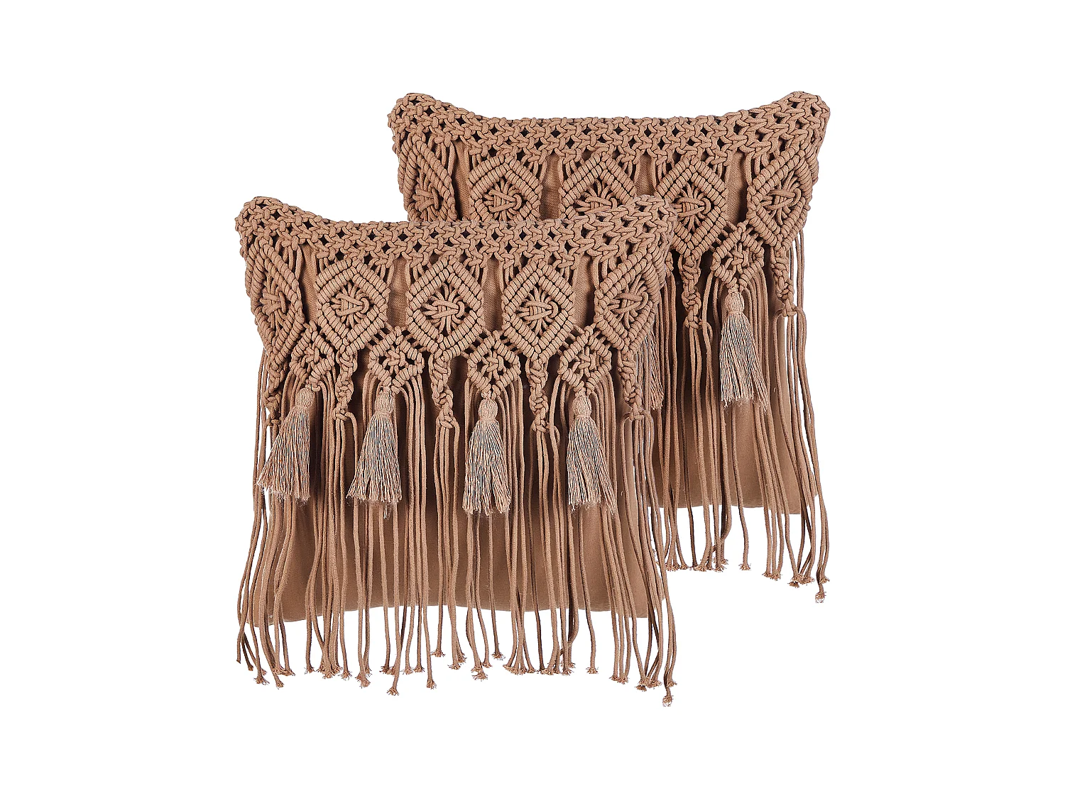 Lot de 2 coussins décoratifs BAMIAN Coton 45 x 45 cm Marron clair Motif géométrique