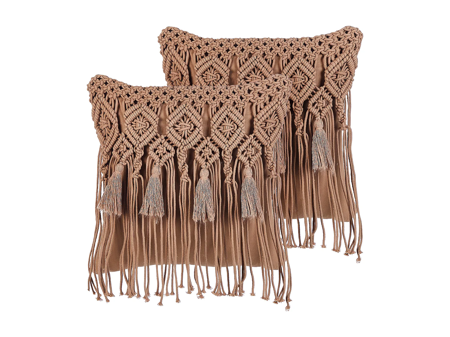 Set di 2 cuscini BAMIAN Cotone 45 x 45 cm Marrone chiaro Trama geometrica