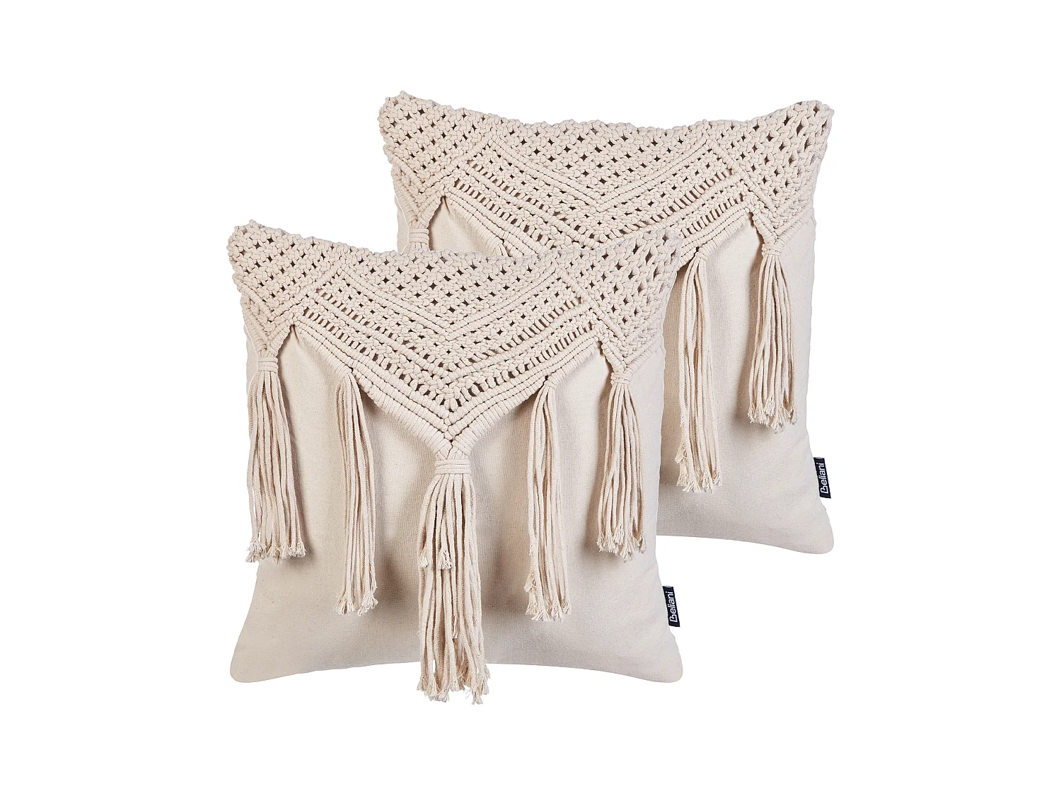 Lot de 2 coussins décoratifs BEDADI Coton 45 x 45 cm Beige clair Motif géométrique