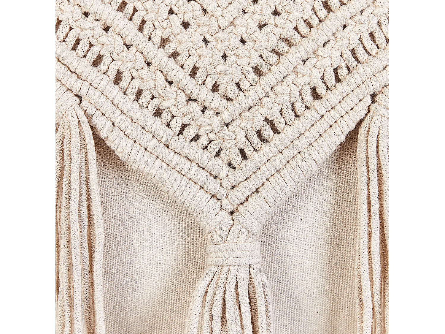 Dekokissen 2er Set Baumwolle beige 45 x 45 cm Makramee Design mit Fransen Bedadi