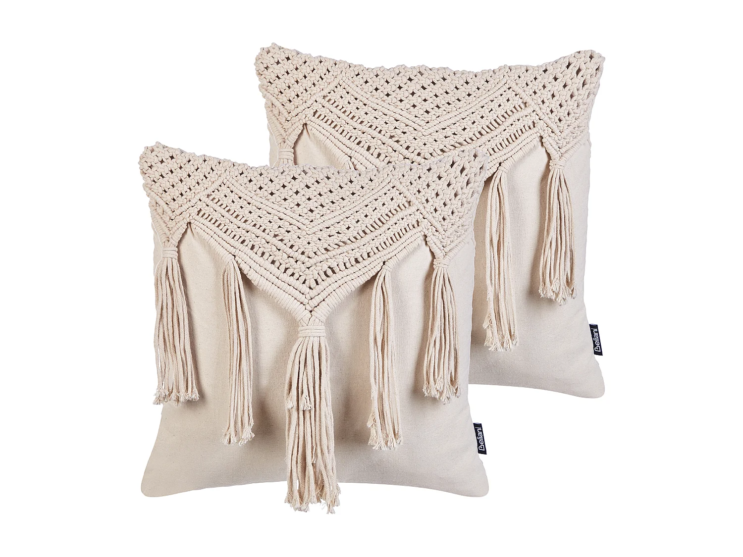 Lot de 2 coussins décoratifs BEDADI Coton 45 x 45 cm Beige clair Motif géométrique
