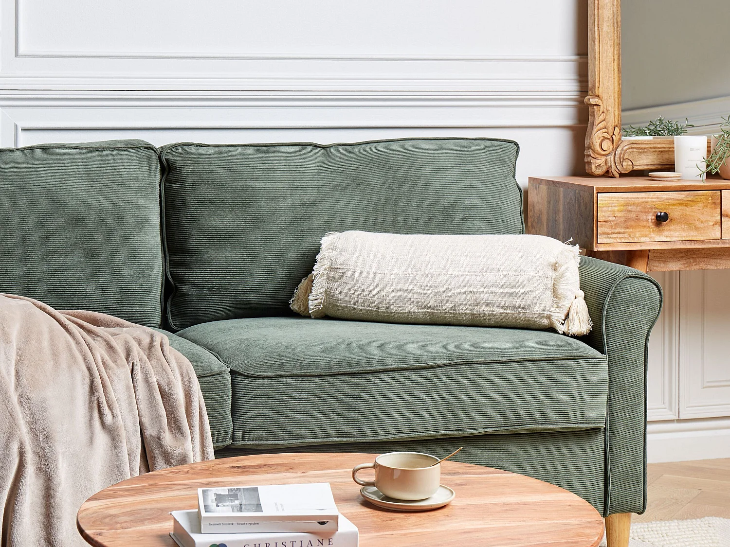 Coussin en coton beige 20 x 50 cm NAHLEH