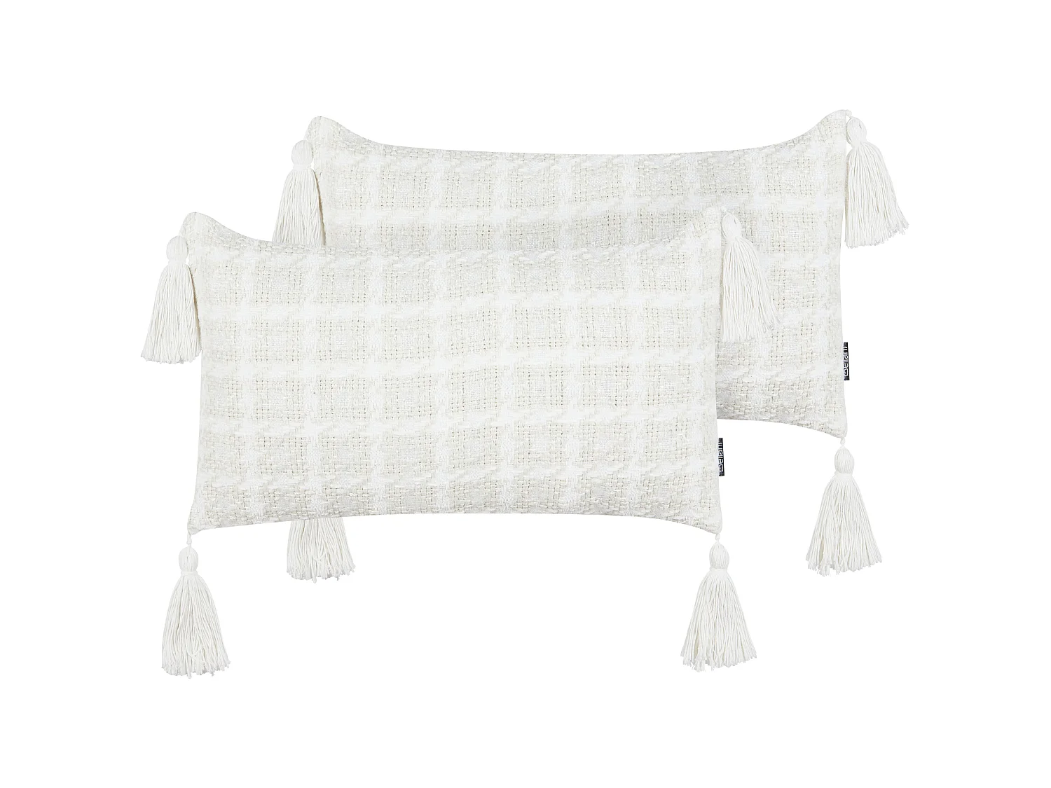 Lot de 2 coussins décoratifs DOURIS 30 x 60 cm Beige clair À carreaux