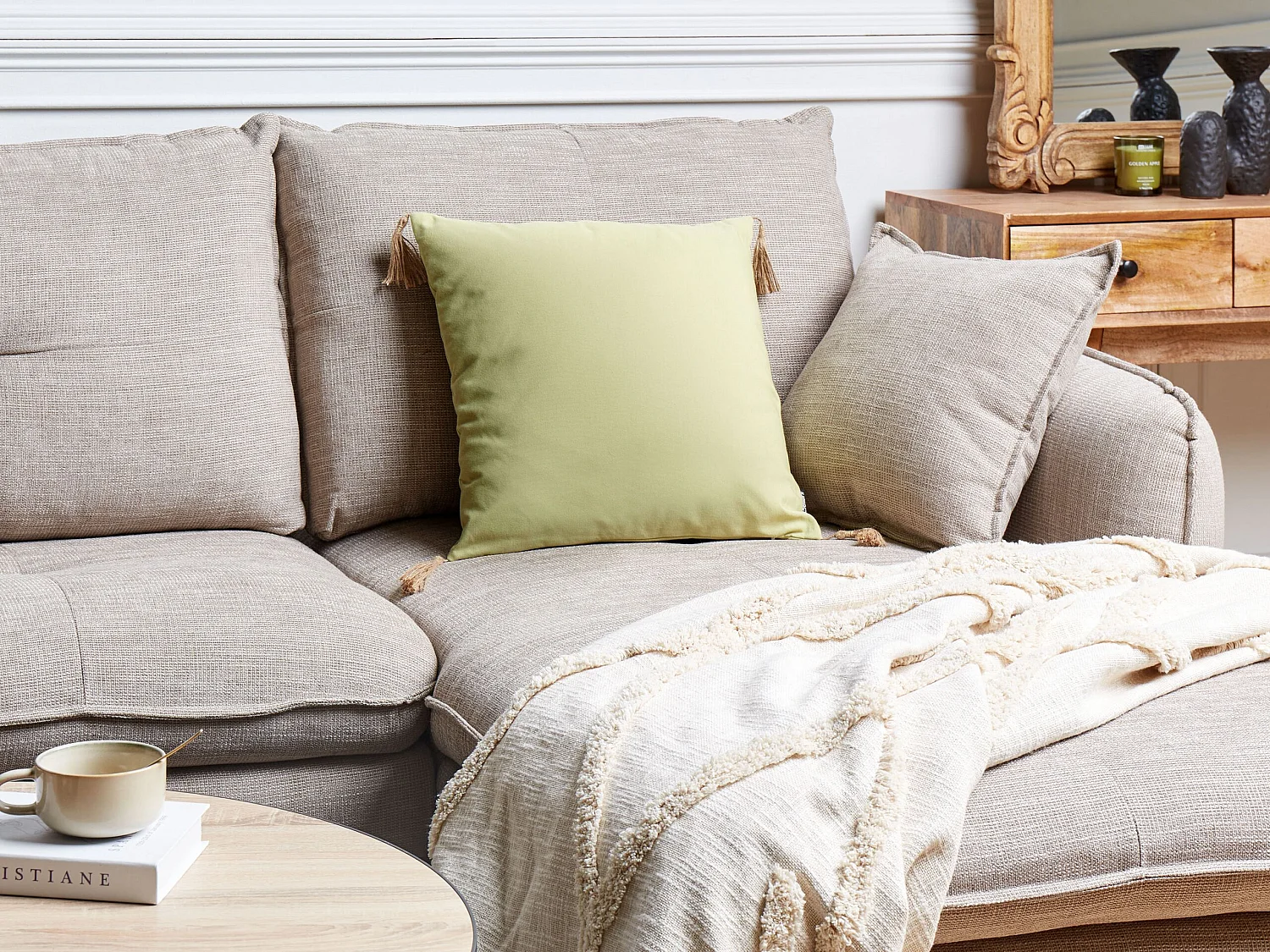 Coussin CHMISTAR 45 x 45 cm Vert olive Unicolore