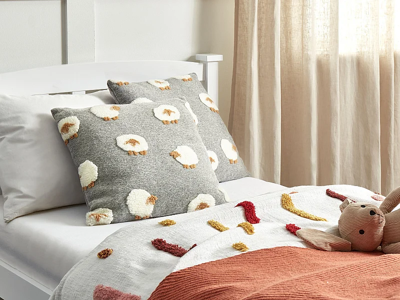 Sierkussen set van 2 schapenmotief grijs 45 x 45 cm EINADIA