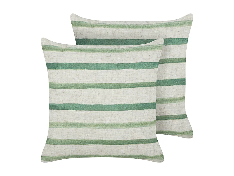 Set van 2 decoratieve kussens KAFRA 45 x 45 cm Groen Gestreept