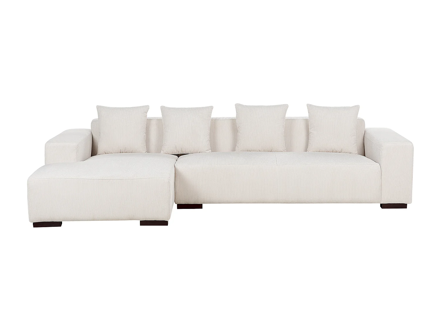 Ecksofa LUNGO Cord Cremeweiss 4-Sitzer rechtsseitig