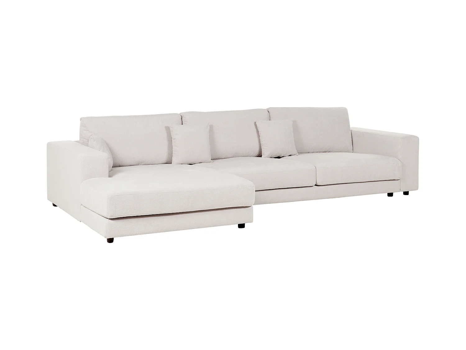 Ecksofa LOFOTEN Stoff Cremeweiss 4-Sitzer rechtsseitig