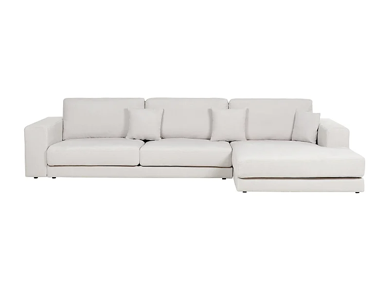 4-Sitzer Ecksofa L-förmig weiß mit Chaiselongue links 2 Dekokissen Lofoten