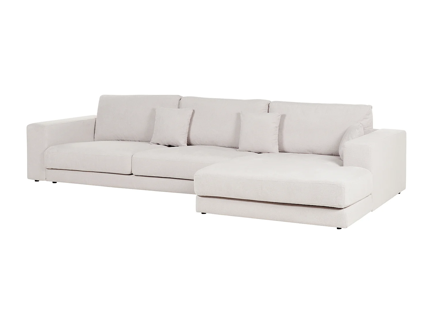 Canapé 4 Places Angle à Gauche Style Moderne Minimaliste en Tissu Blanc Lofoten