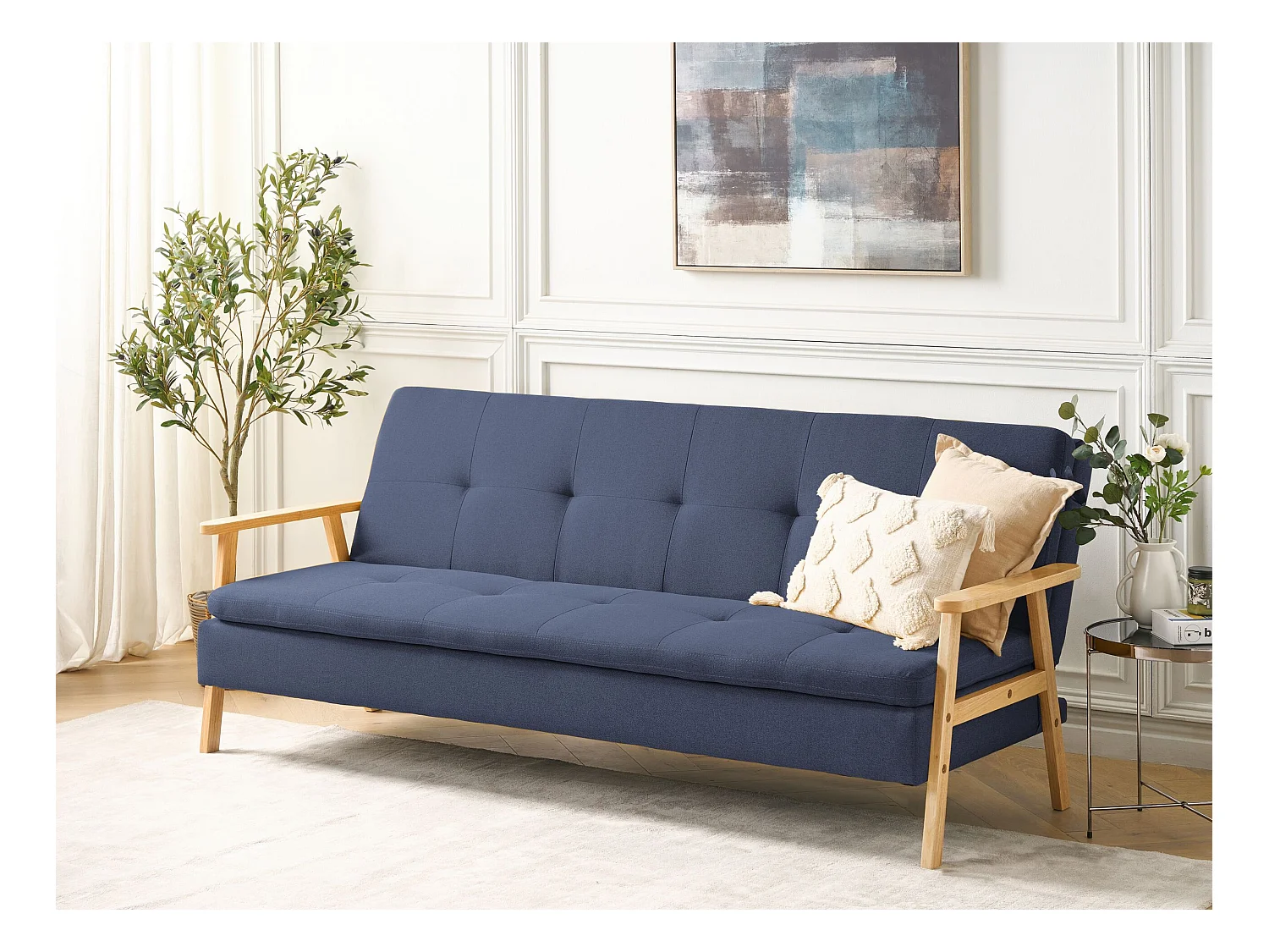 Sofa rozkładana TJORN Granatowy dla 3 osób