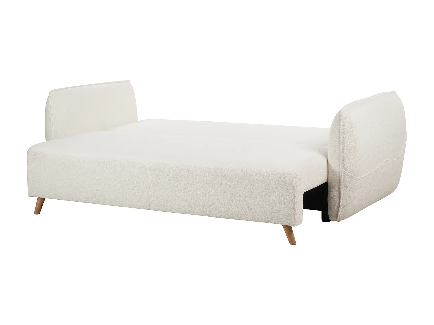 Sofá-cama de 2 lugares com arrumação em tecido bouclé branco VALLANES