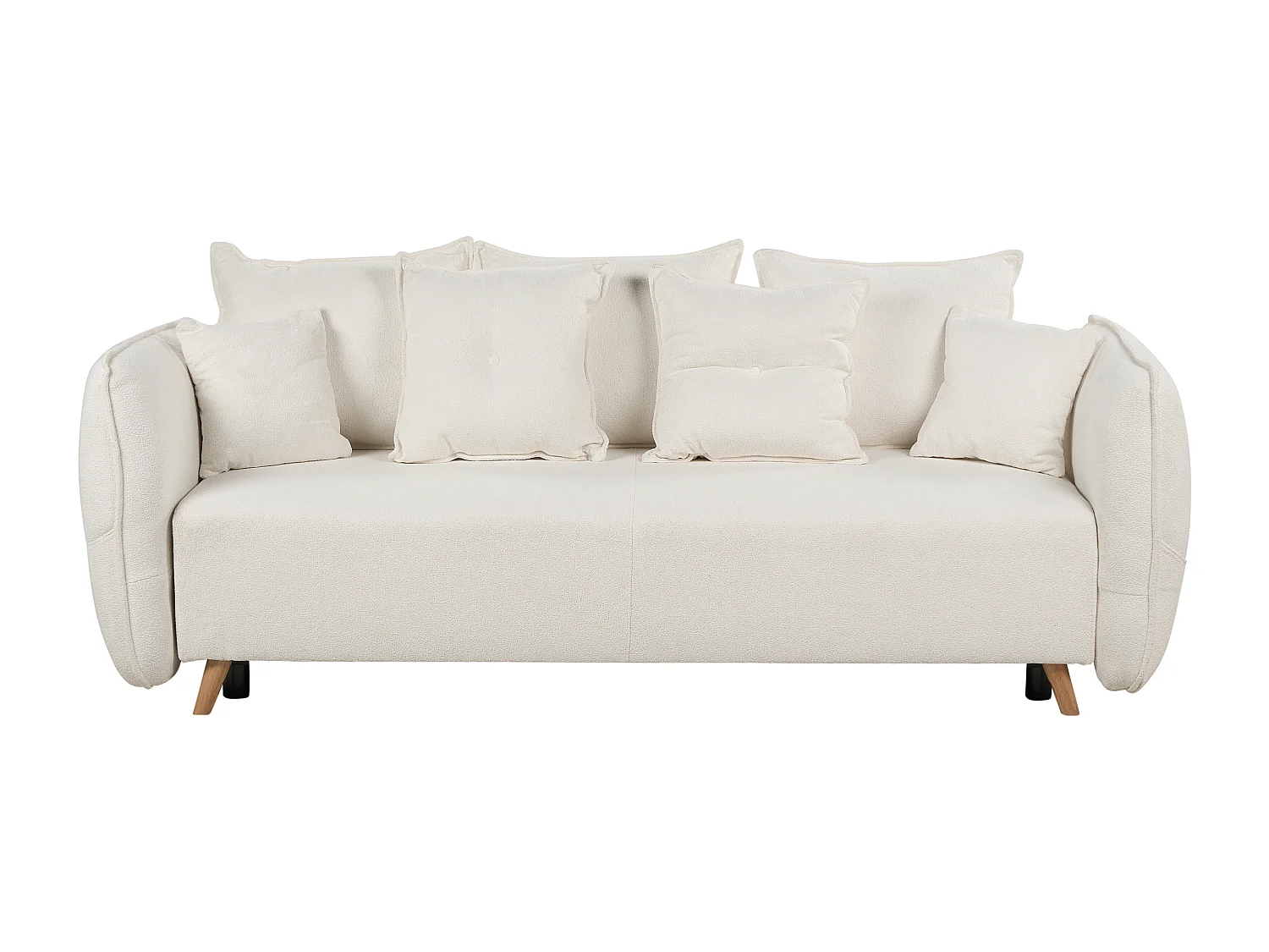 Sofá-cama de 2 lugares com arrumação em tecido bouclé branco VALLANES