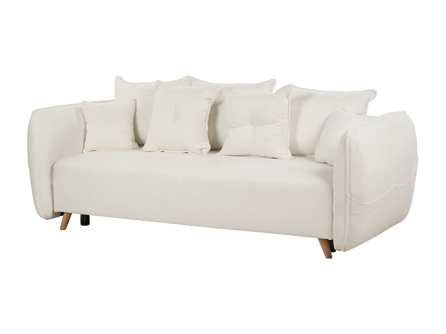 Sofá-cama de 2 lugares com arrumação em tecido bouclé branco VALLANES