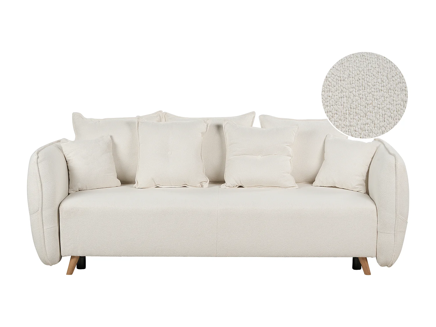 Sofá-cama de 2 lugares com arrumação em tecido bouclé branco VALLANES