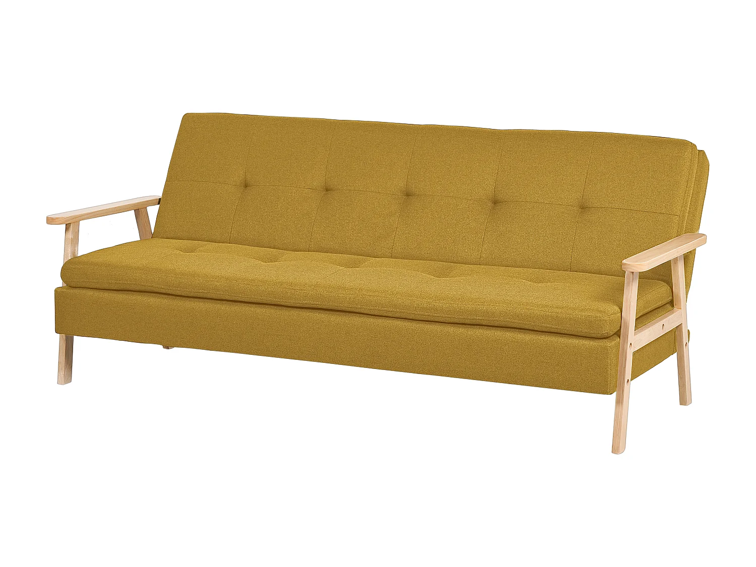 Slaapbank TJORN Stof Mosterdgeel 3-zitter