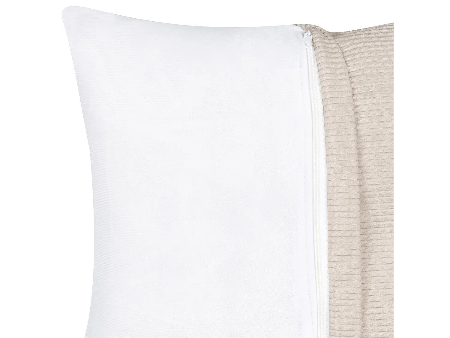 Canapé Angle à gauche 4 Places en Velours Côtelé Beige avec 4 Coussins Supplémentaires Lungo