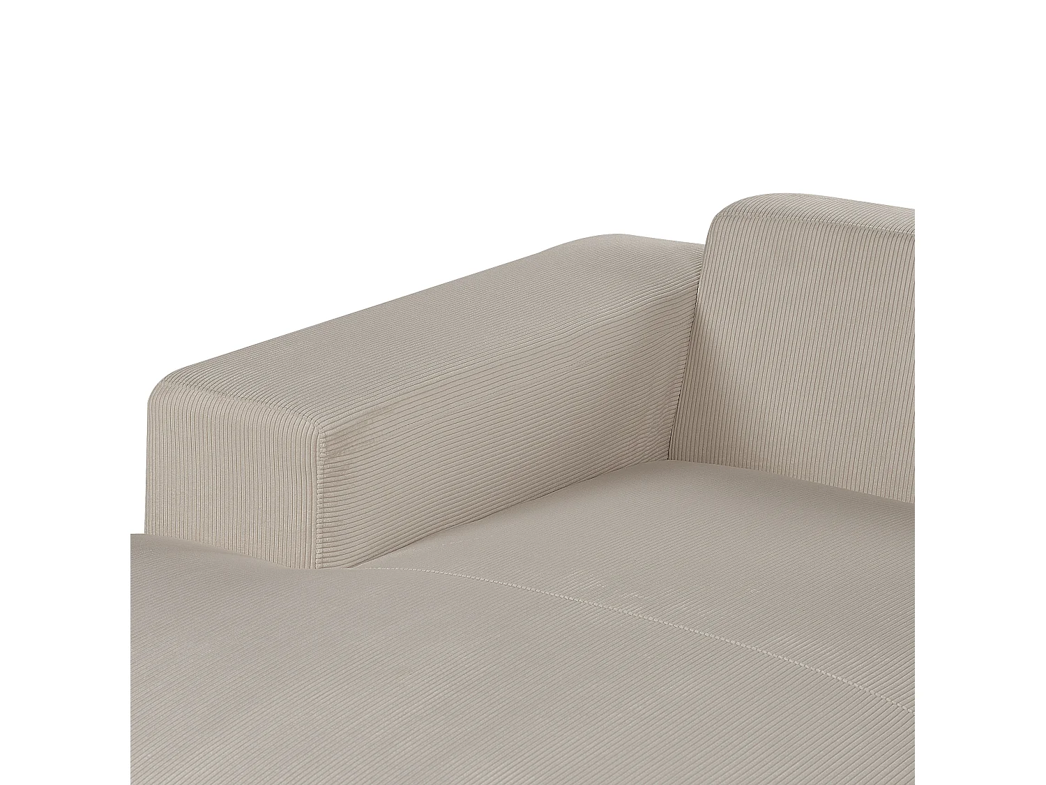 Canapé Angle à gauche 4 Places en Velours Côtelé Beige avec 4 Coussins Supplémentaires Lungo