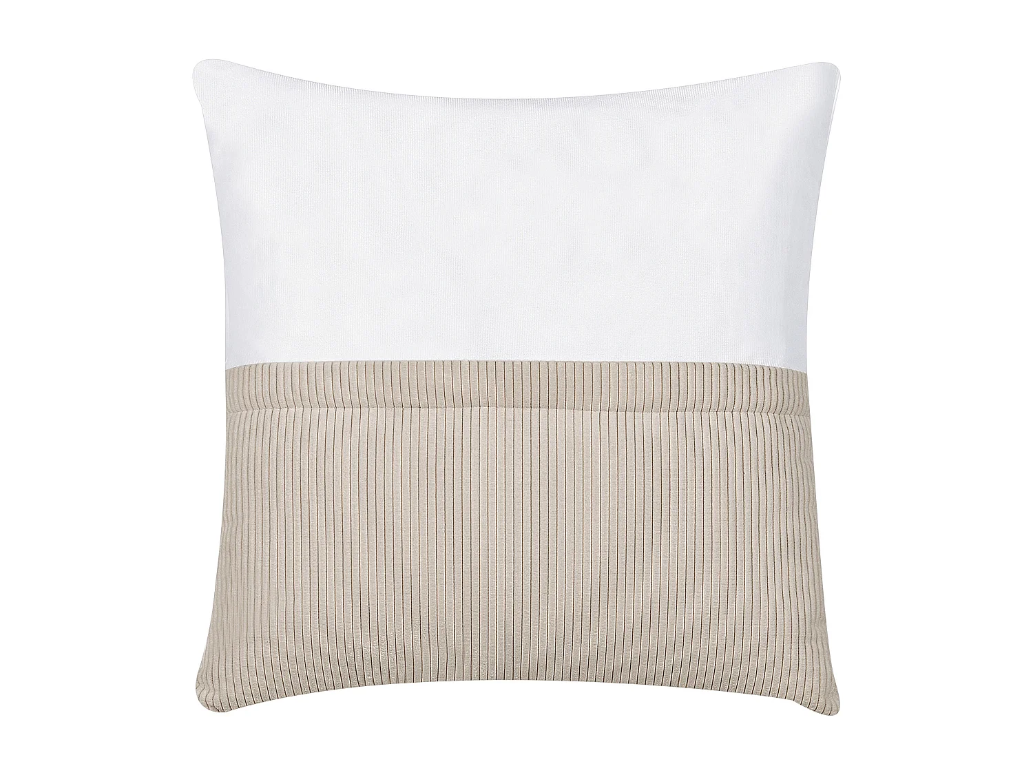 Canapé Angle à Droite 4 Places en Velours Côtelé Beige avec 4 Coussins Supplémentaires Lungo