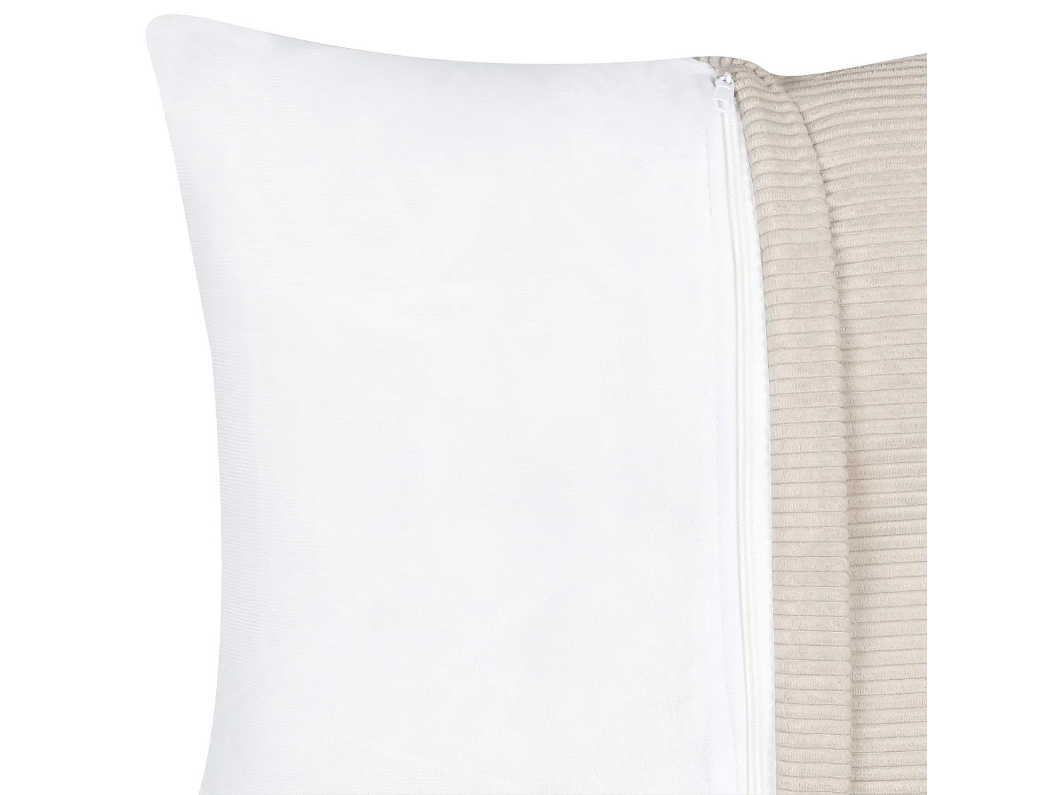 Canapé Angle à Droite 4 Places en Velours Côtelé Beige avec 4 Coussins Supplémentaires Lungo