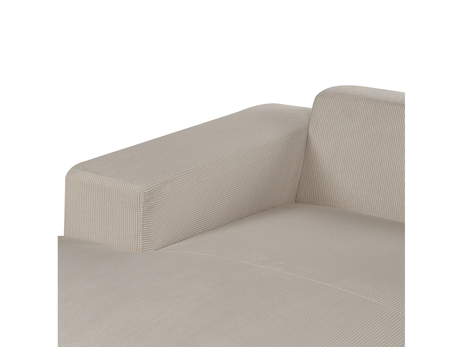 Canapé Angle à Droite 4 Places en Velours Côtelé Beige avec 4 Coussins Supplémentaires Lungo