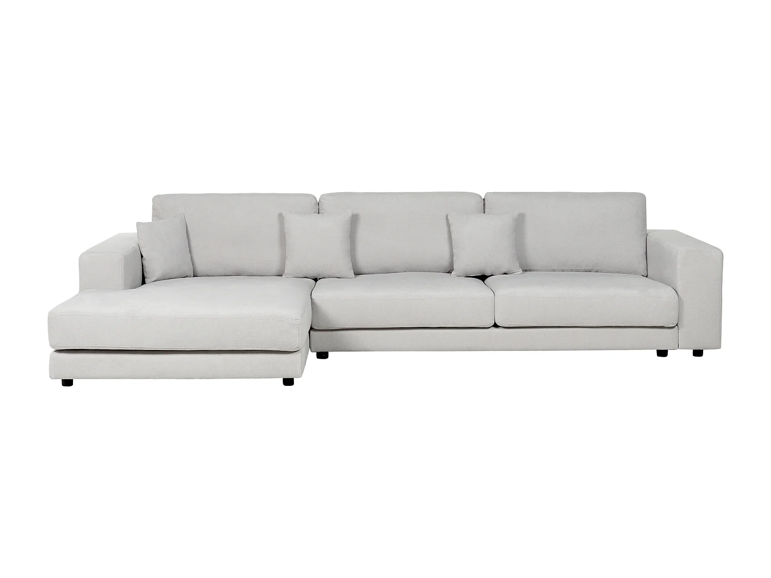 4-Sitzer Ecksofa L-förmig grau mit Chaiselongue rechts 2 Dekokissen Lofoten