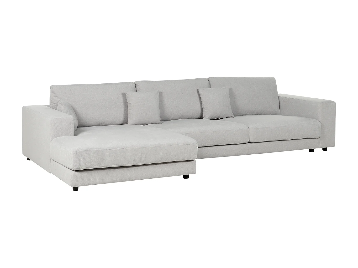 4-Sitzer Ecksofa L-förmig grau mit Chaiselongue rechts 2 Dekokissen Lofoten