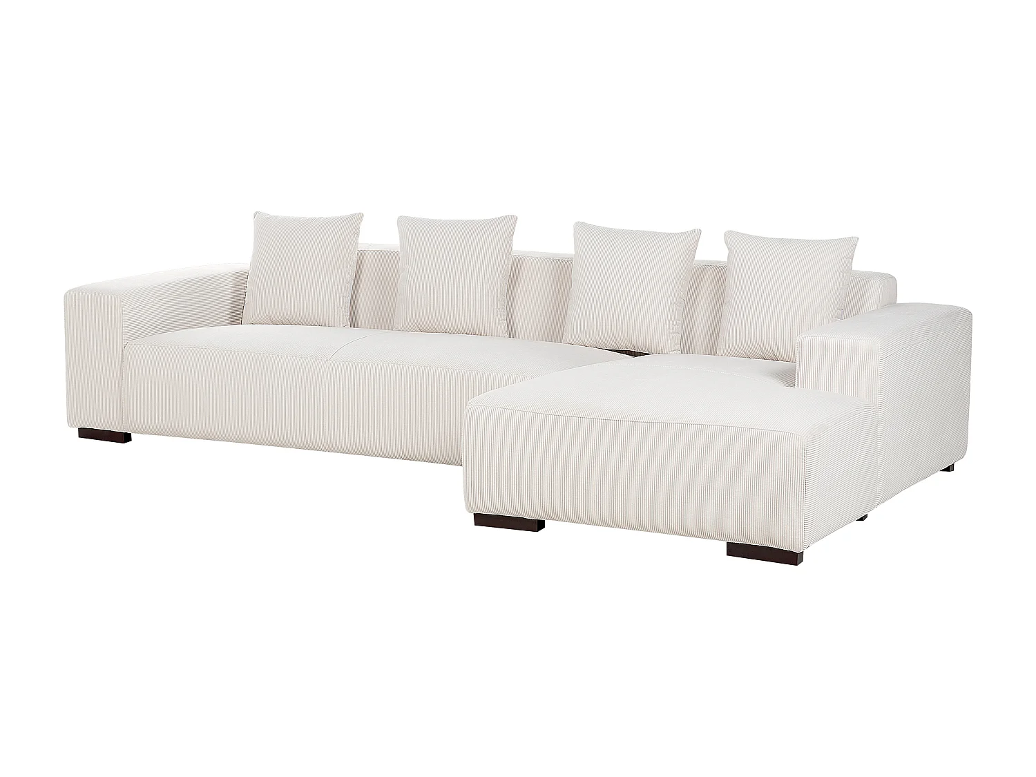 Ecksofa LUNGO Cord Cremeweiss 4-Sitzer linksseitig