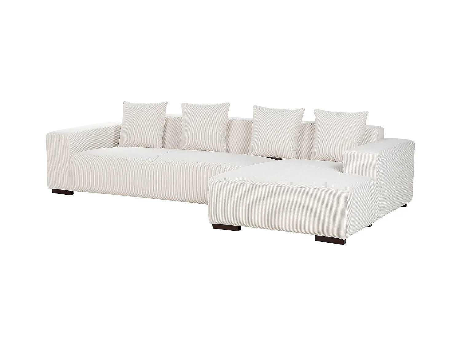Ecksofa LUNGO Cord Cremeweiss 4-Sitzer linksseitig